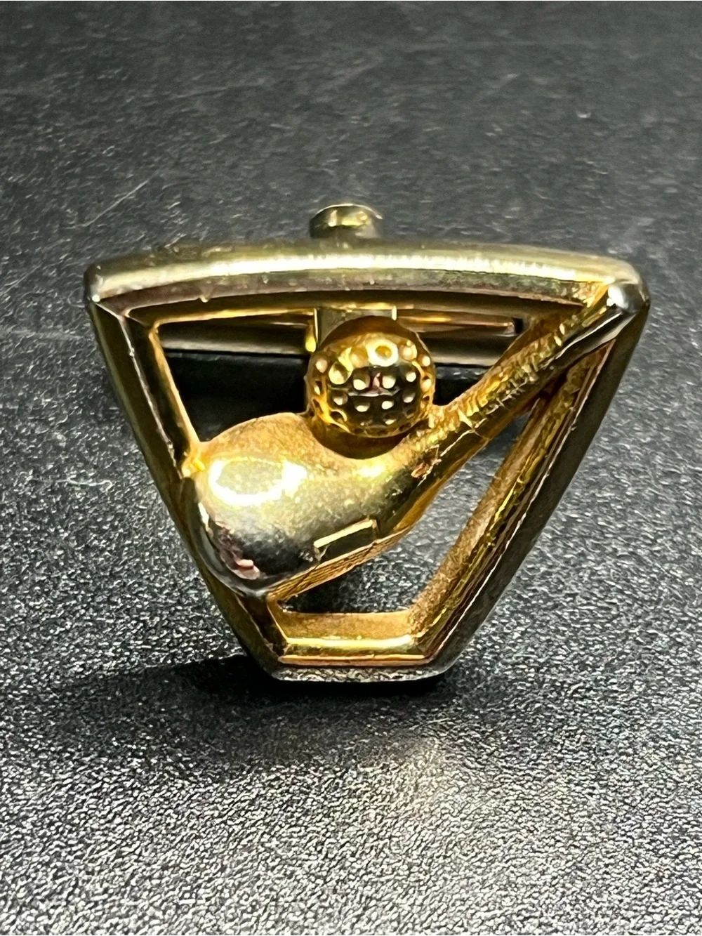Vintage Gold Tone Golf Cufflinks Driver & Golf Ball Geometric Men’s Cuff Links